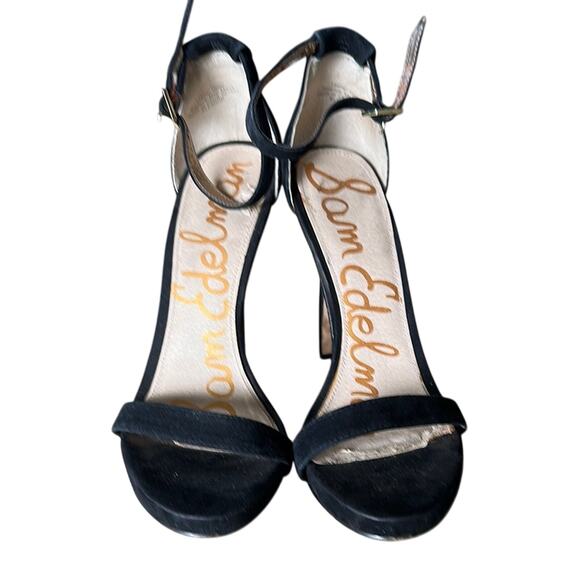Sam Edelman Black Suede Stiletto Heels Open Toe Sandals Shoes Date Night Size 9 - Picture 11 of 11